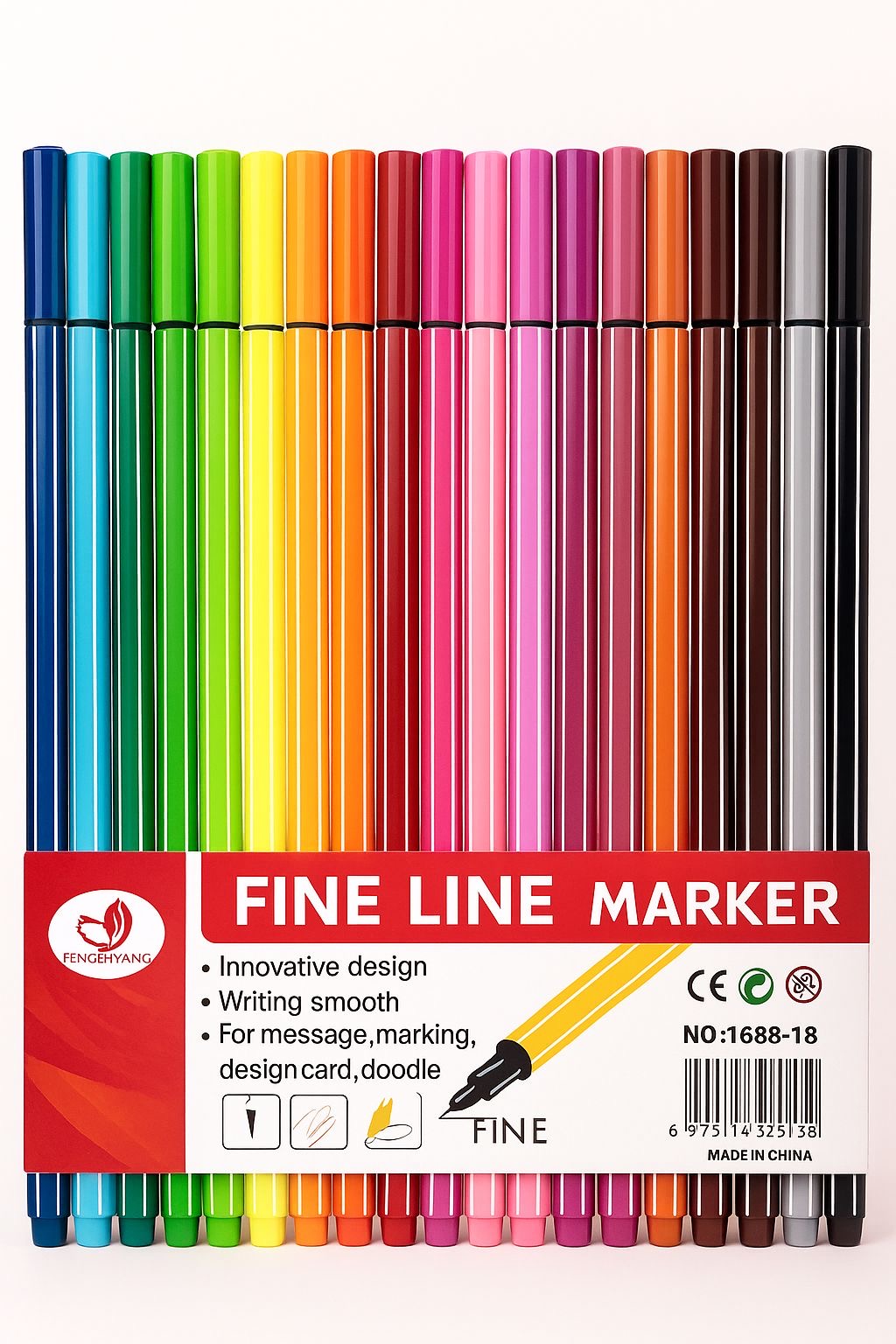 Kit com 24 canetas Fine Line Ponta Fina FINELINER 0,4MM